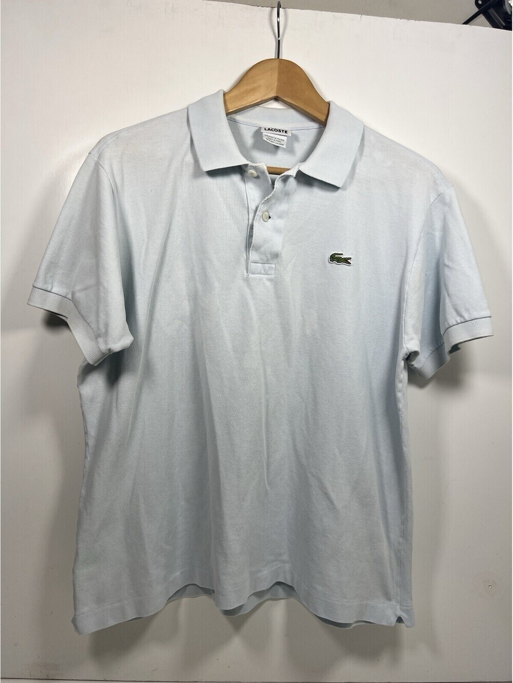 Lacoste Men’s Vintage Washed Pique Polo Shirt Blue Sz 5 Distressed See Pics